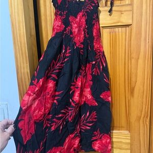 Floral Black and Red Kids Dress .. One size